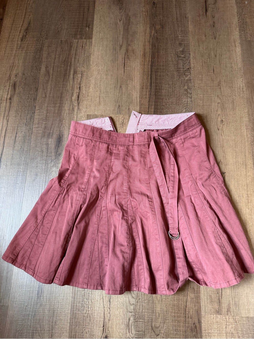 Garnet Hill Rose-Pink A-Line Pleated Skirt with Tie Belt